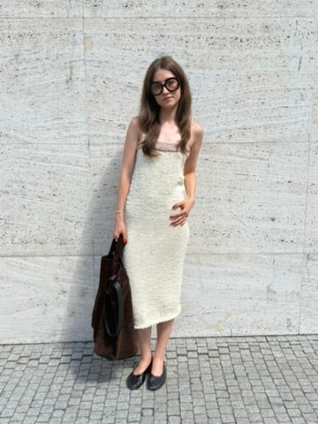 Ručně pletené merino šaty - ivory beige & powder pink