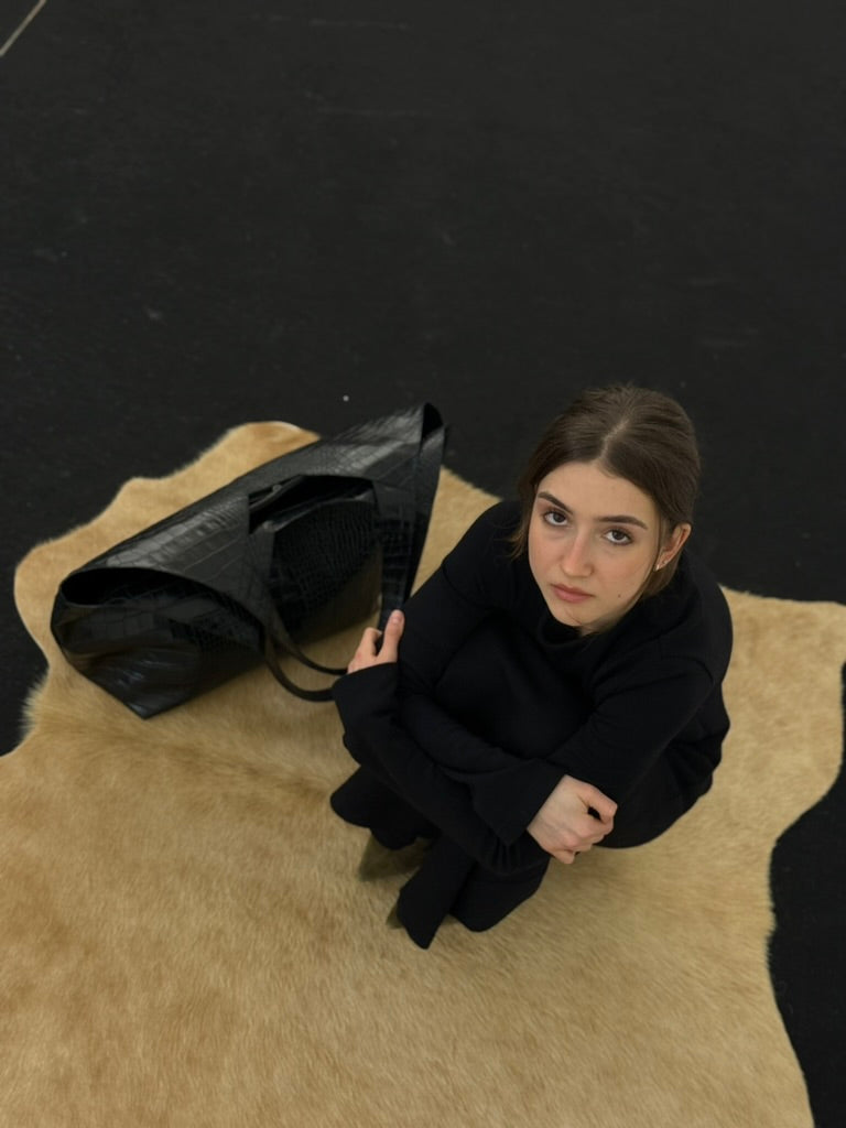 GRAND Tote croko - černá