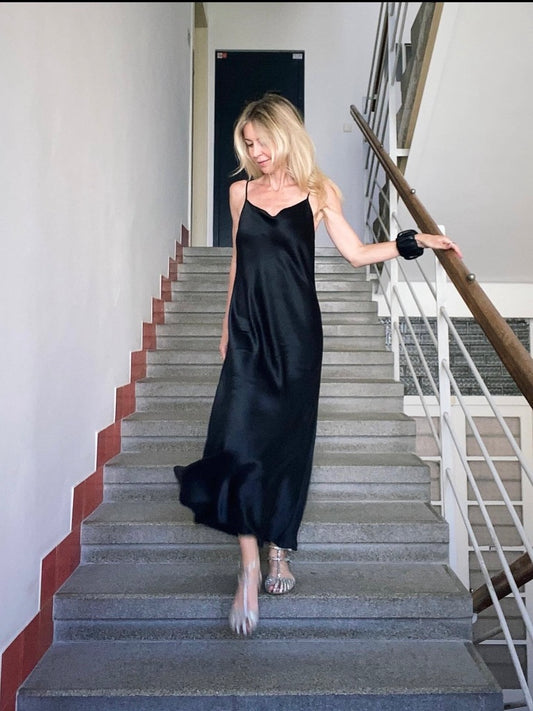 Hedvábné šaty slip silk dress - černé