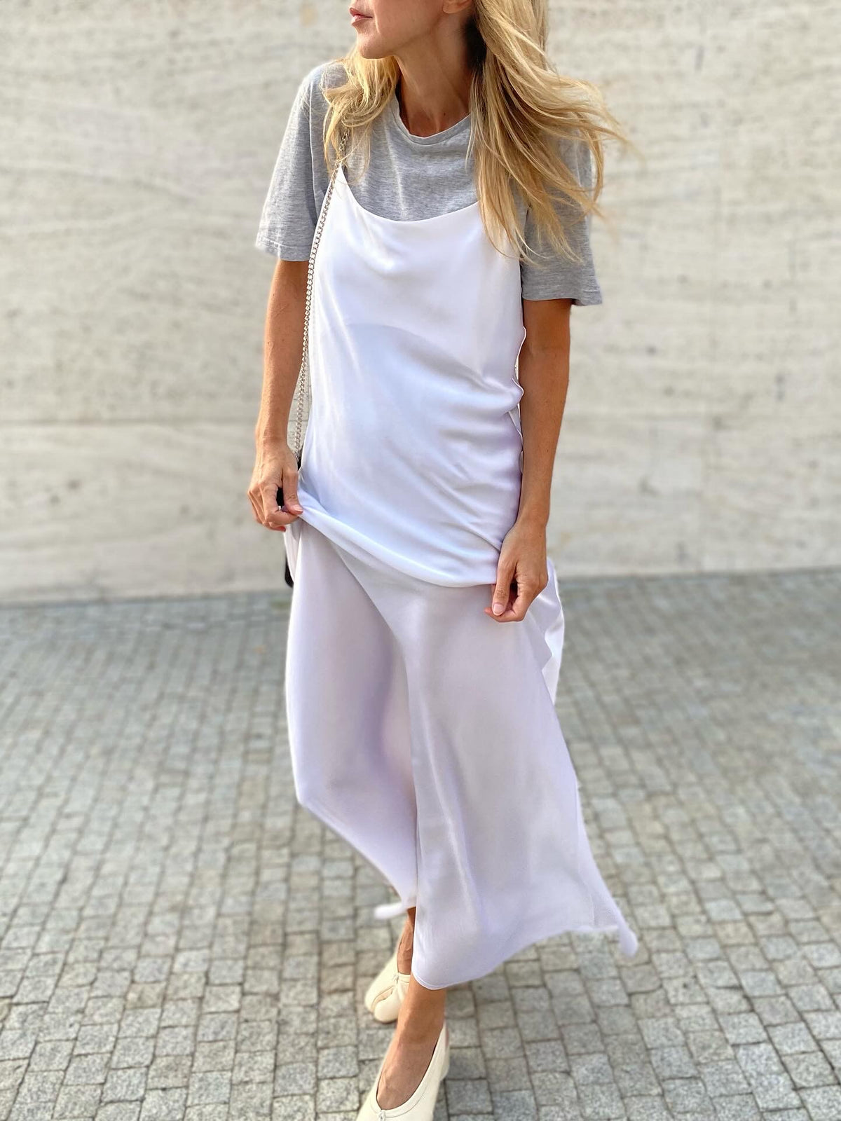Hedvábné šaty slip silk dress - bílé