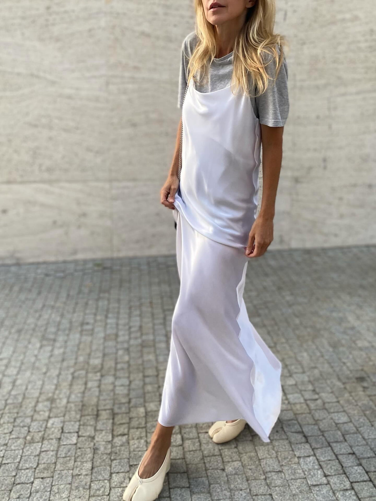 Hedvábné šaty slip silk dress - bílé