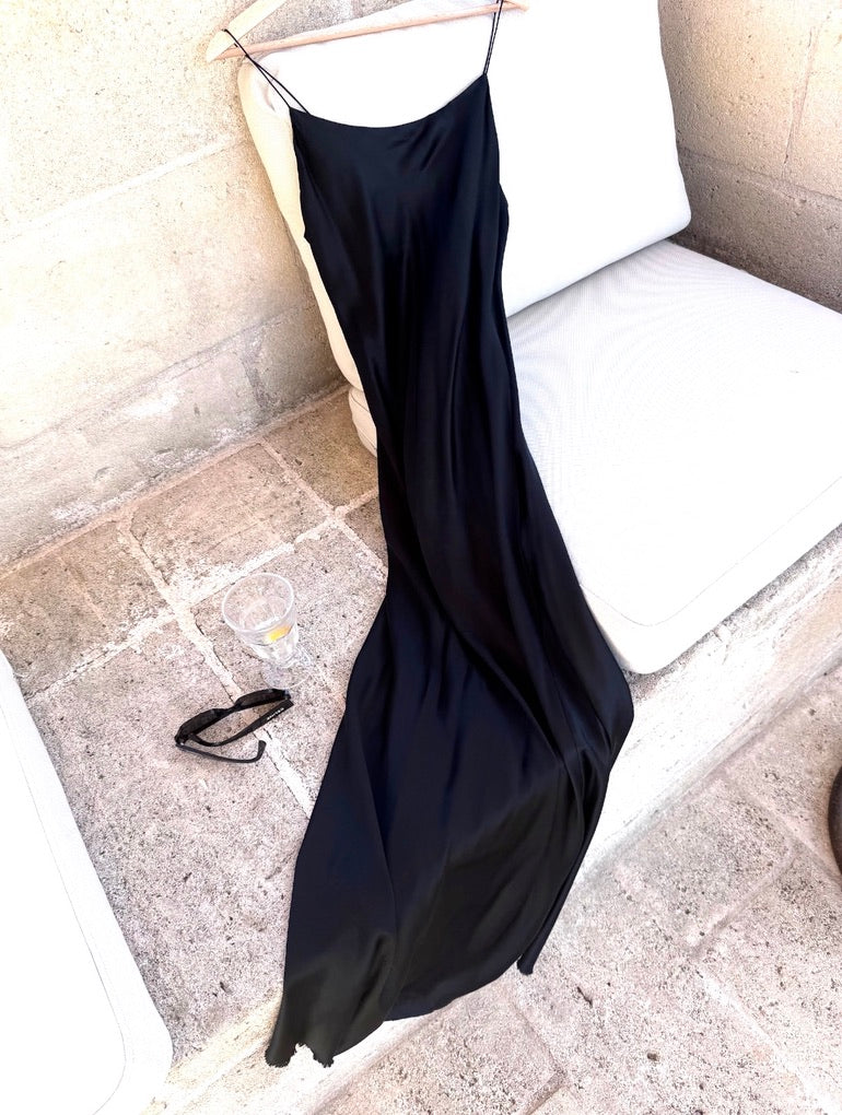 Hedvábné šaty slip silk dress - černé
