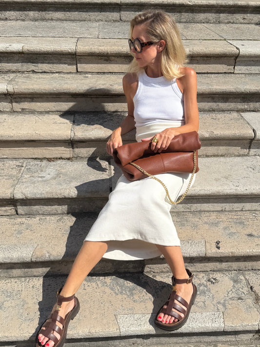 Clutch bag - cognac