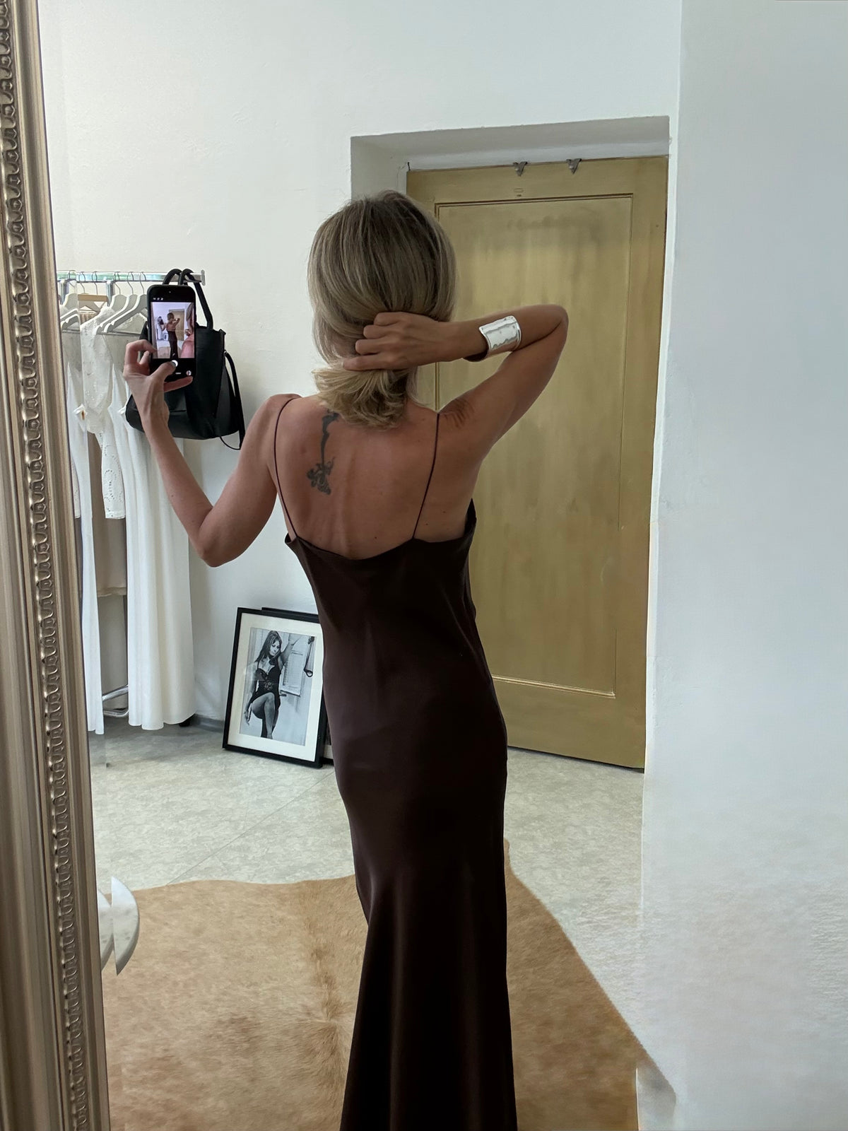 Hedvábné šaty slip silk dress - čokoládově hnědé