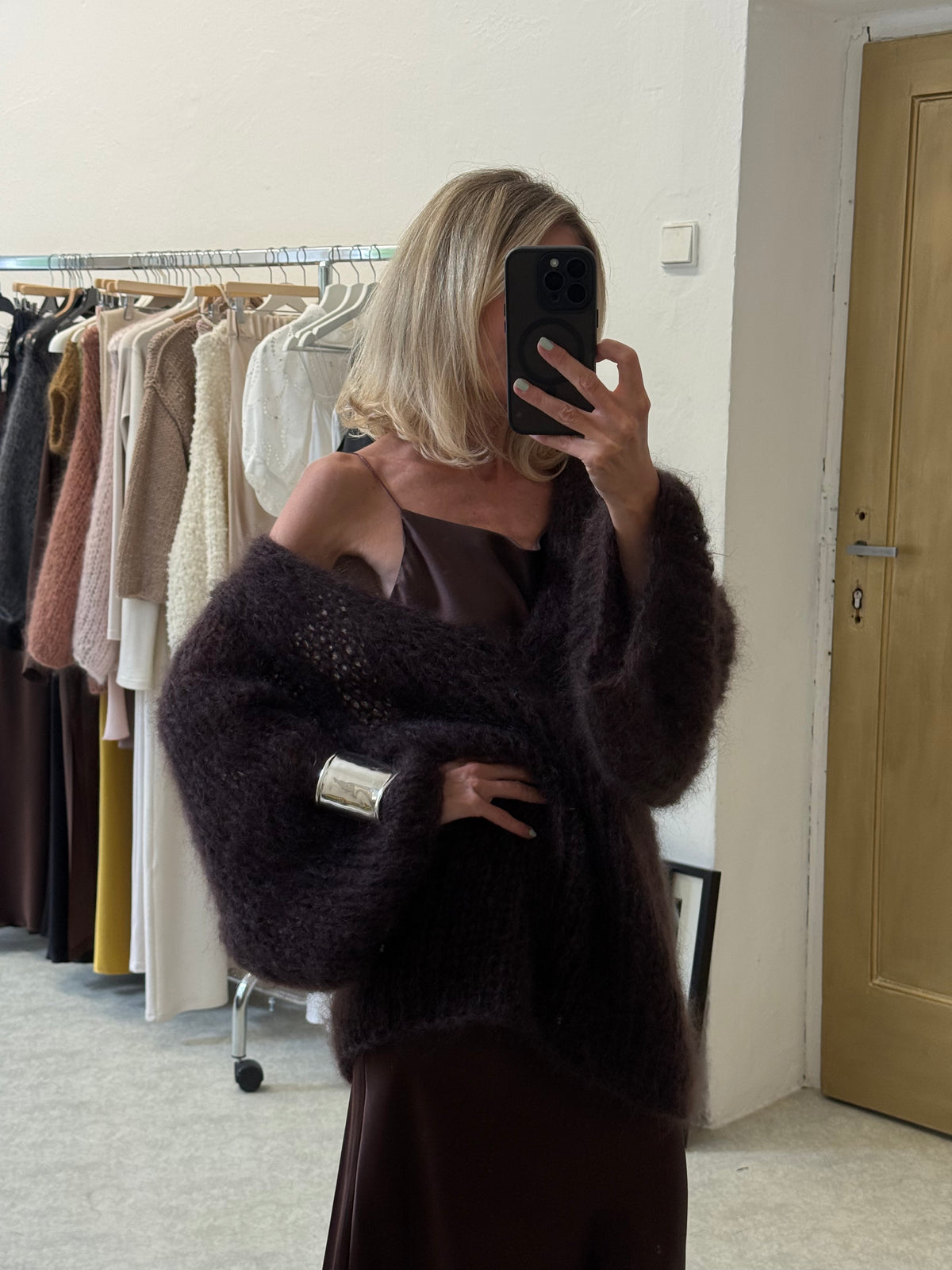 Hedvábné šaty slip silk dress - čokoládově hnědé