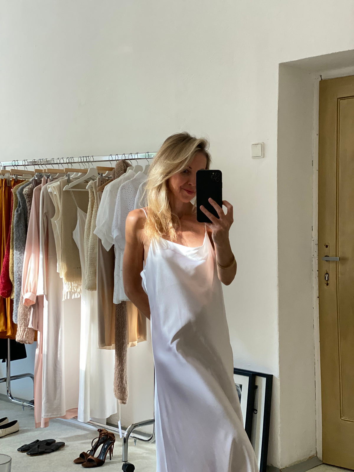 Hedvábné šaty slip silk dress - bílé