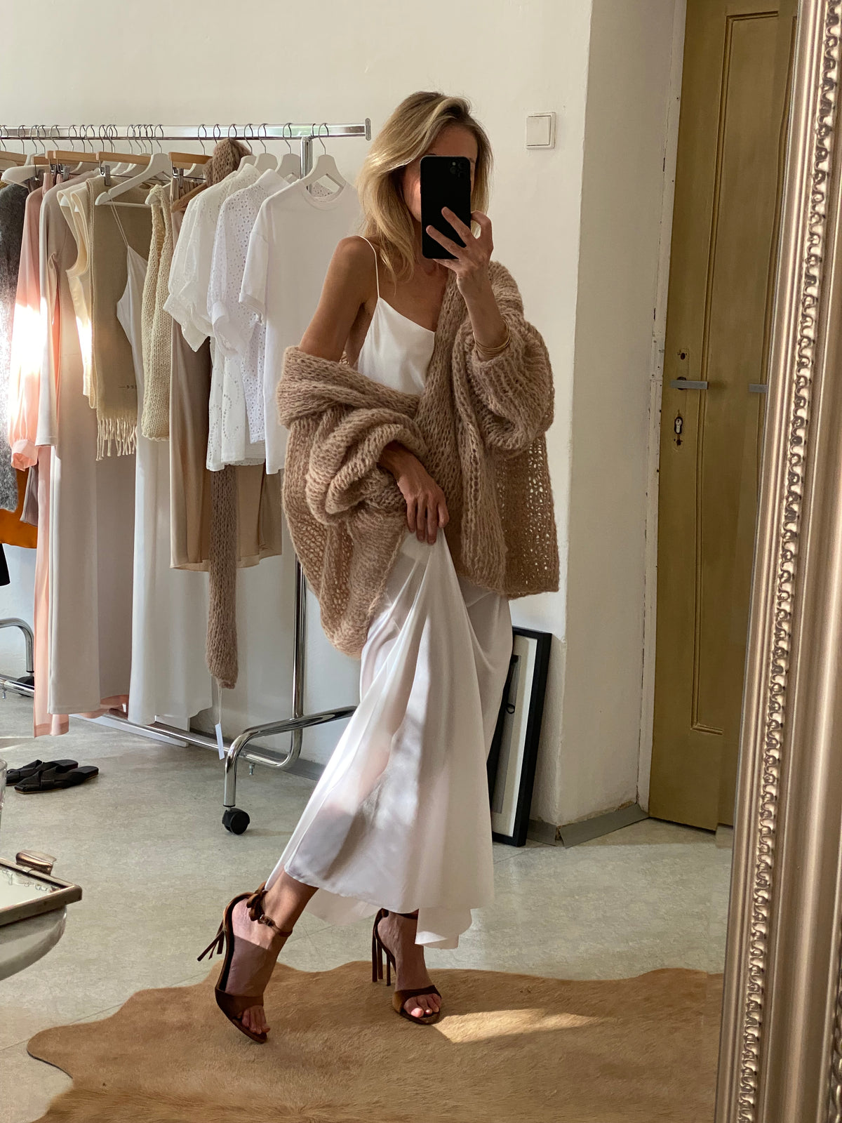 Hedvábné šaty slip silk dress - bílé